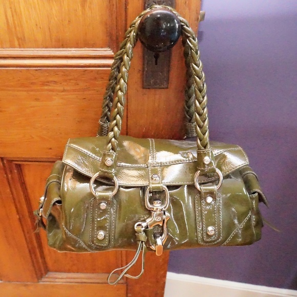 Francesco Biasia Handbags - Francesco Biasia Olive Patent Leather Shoulder Bag